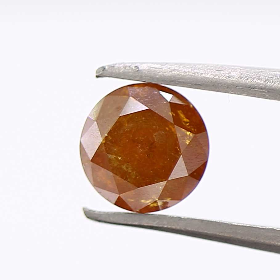 0.91 Carat Fancy Orange Rustic Round Shape Brilliant Cut Natural Loose Diamond
